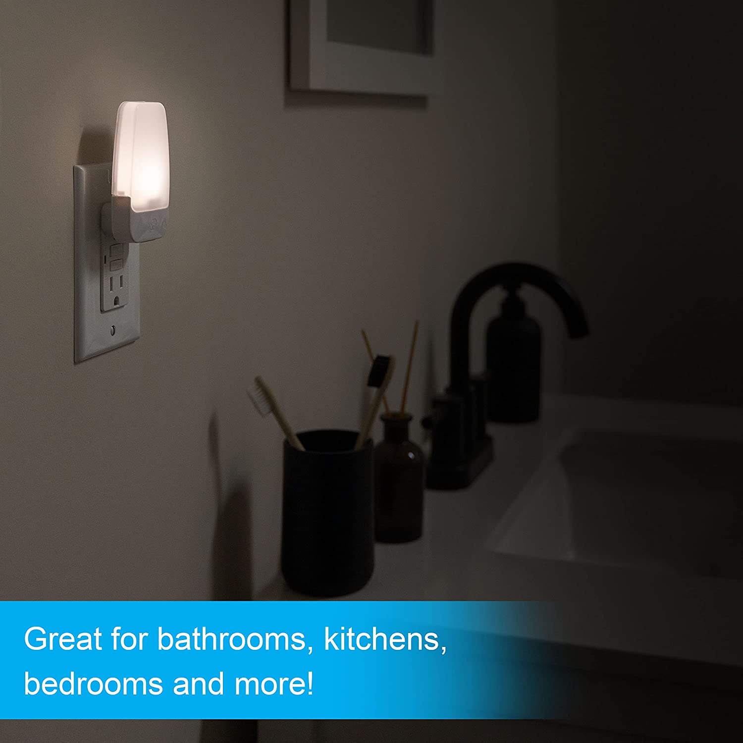 GE Plug in Night Light with Dusk to Dawn Sensor, 8 Pack | Night Lights Plug into Wall, Warm White 3000K Light for Bedroom, Bathroom, and Nursery, UL Certified, Energy Efficient