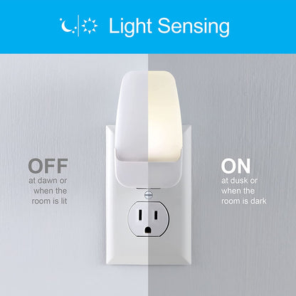 GE Plug in Night Light with Dusk to Dawn Sensor, 8 Pack | Night Lights Plug into Wall, Warm White 3000K Light for Bedroom, Bathroom, and Nursery, UL Certified, Energy Efficient