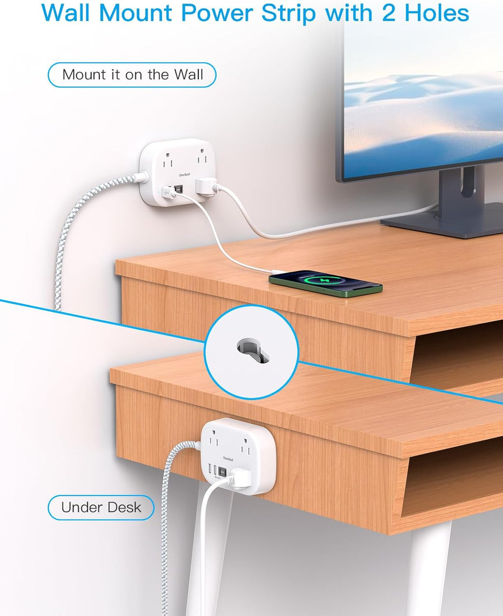 Cruise Essentials 2026, Travel Power Strip with USB C,Flat Plug 3Ft